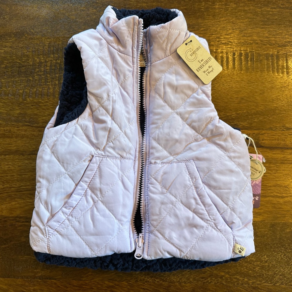 BearPaw Kids Light Purple and Navy Quilted Vest